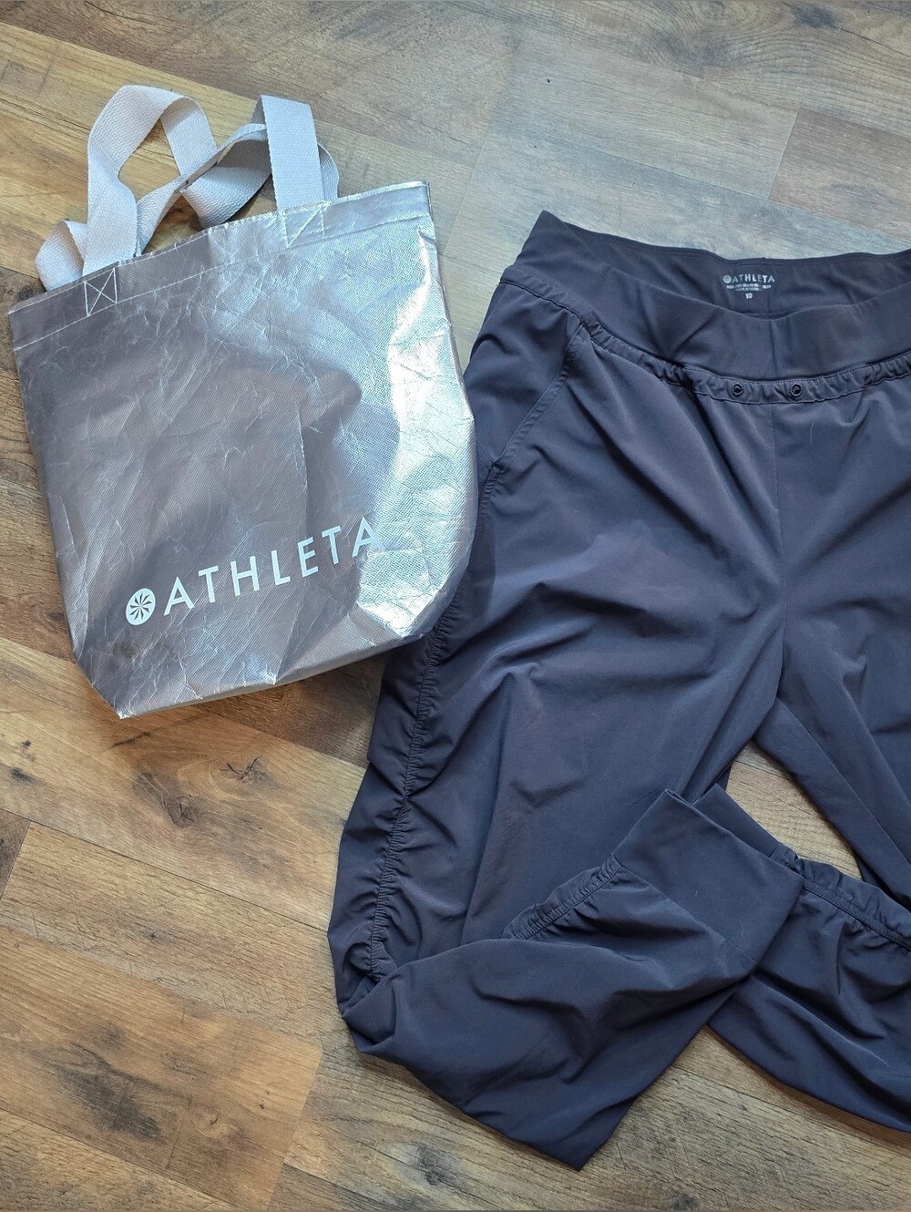 Athleta Black Capri Track Pants with Side Ruching